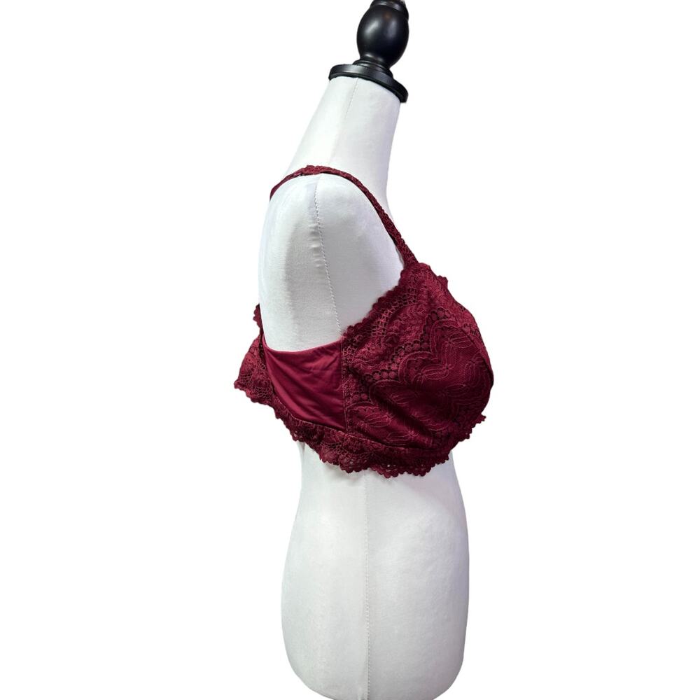Auden Racerback Lace Maroon Burgundy Comfy Romantic Bralette Size 2XL - Picture 3 of 5